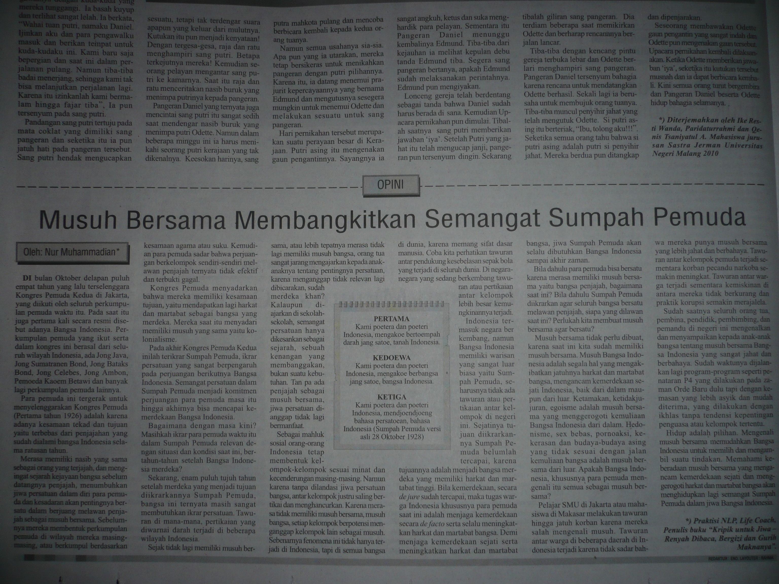 [Kliping, Malang Post 28 Oktober 2012] Musuh Bersama 